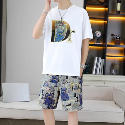 Lässiges Sommer-Set für Herren – Kurzarm-Top und Shorts, 2-teilig