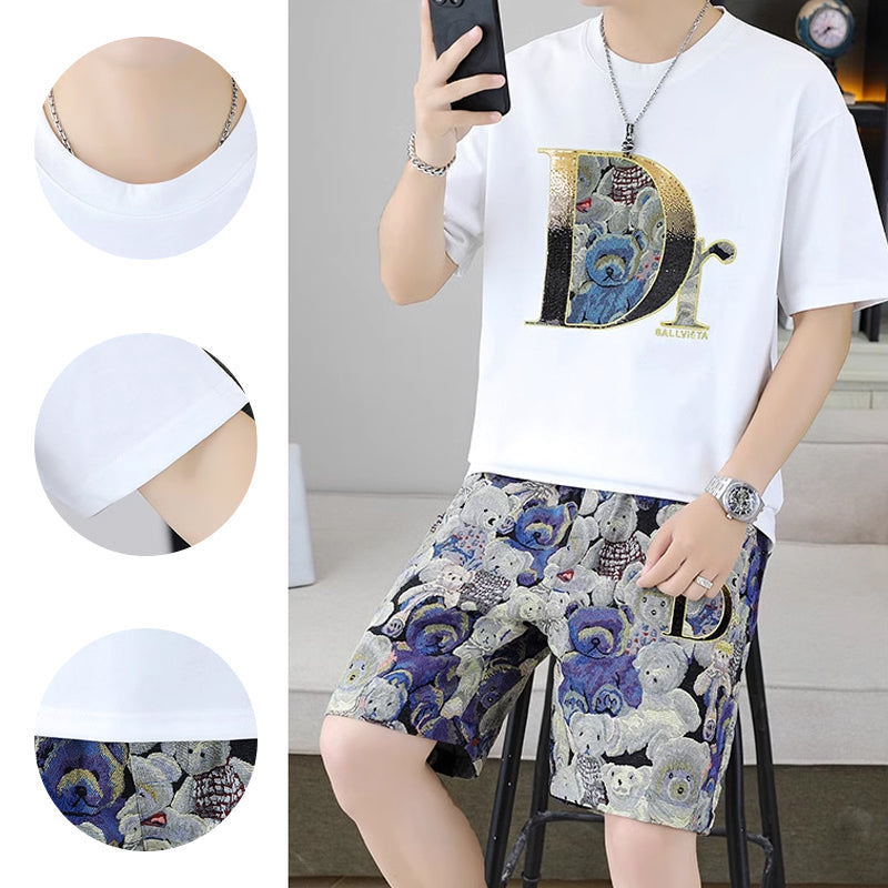 Lässiges Sommer-Set für Herren – Kurzarm-Top und Shorts, 2-teilig