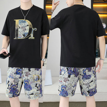 Lässiges Sommer-Set für Herren – Kurzarm-Top und Shorts, 2-teilig