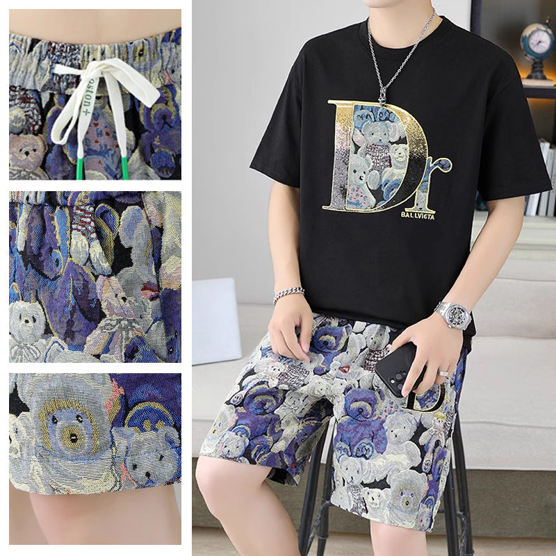 Lässiges Sommer-Set für Herren – Kurzarm-Top und Shorts, 2-teilig