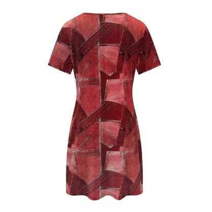 Damenkleid mit buntem Patchwork-Muster für den Alltag – ⏳ Zeitlich begrenztes Angebot