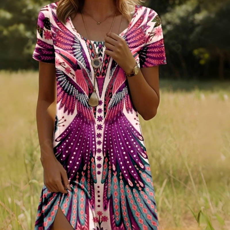 ⏳Zeitlich begrenztes Angebot⏰Damen-Kurzarmkleid mit Blumenmuster