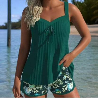 Bedrucktes Badeanzug-Set mit Oberteil und Shorts