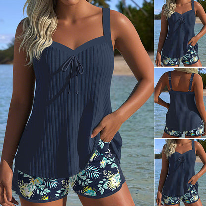 Bedrucktes Badeanzug-Set mit Oberteil und Shorts