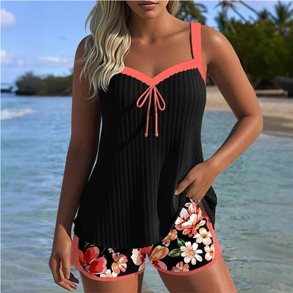 Bedrucktes Badeanzug-Set mit Oberteil und Shorts