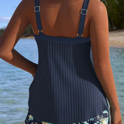 Bedrucktes Badeanzug-Set mit Oberteil und Shorts