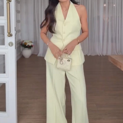 Damen Trägertop & Weitbeinige Hose Set
