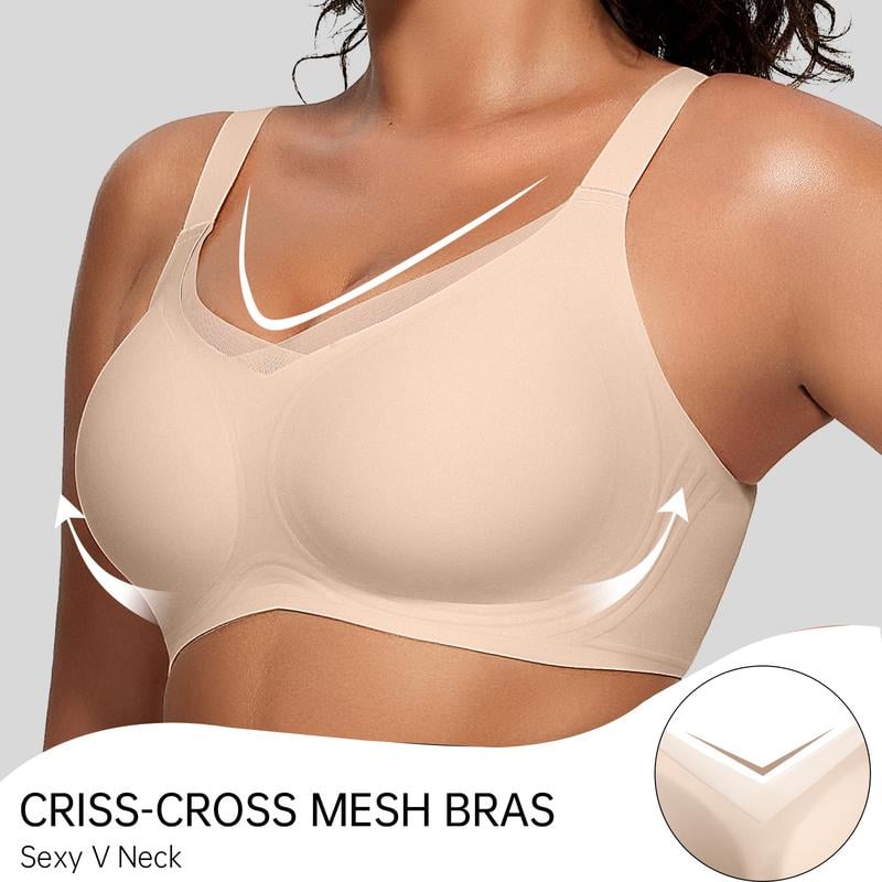 💃Was soll ich morgen tragen?💓Bügelloser nahtloser Push-Up-BH aus Mesh mit V-Ausschnitt für Damen