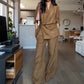 Damen modisches zweiteiliges Set aus Oberteil und Hose
