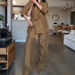 Damen modisches zweiteiliges Set aus Oberteil und Hose