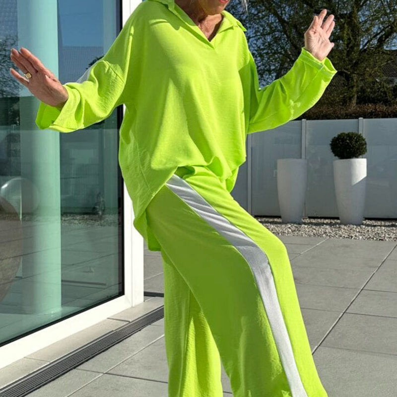 🌿Lässiges Set im Farbblockdesign: Oberteil und Hose