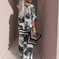 🔥🌊Damen-Set mit Print: Top mit V-Ausschnitt & lange Hose