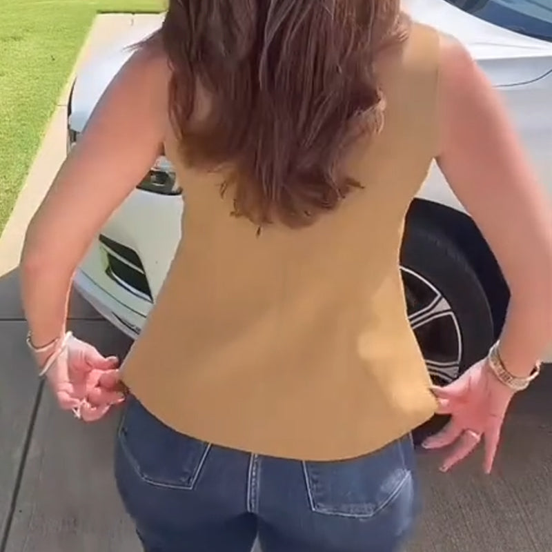 Anzugweste für Damen mit Rundhalsausschnitt und Knopfleiste