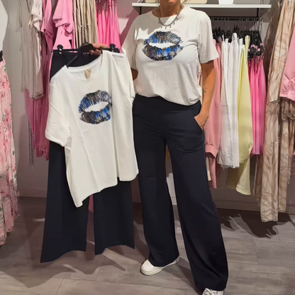 Damen Zweiteiler mit Print – Top und Hose