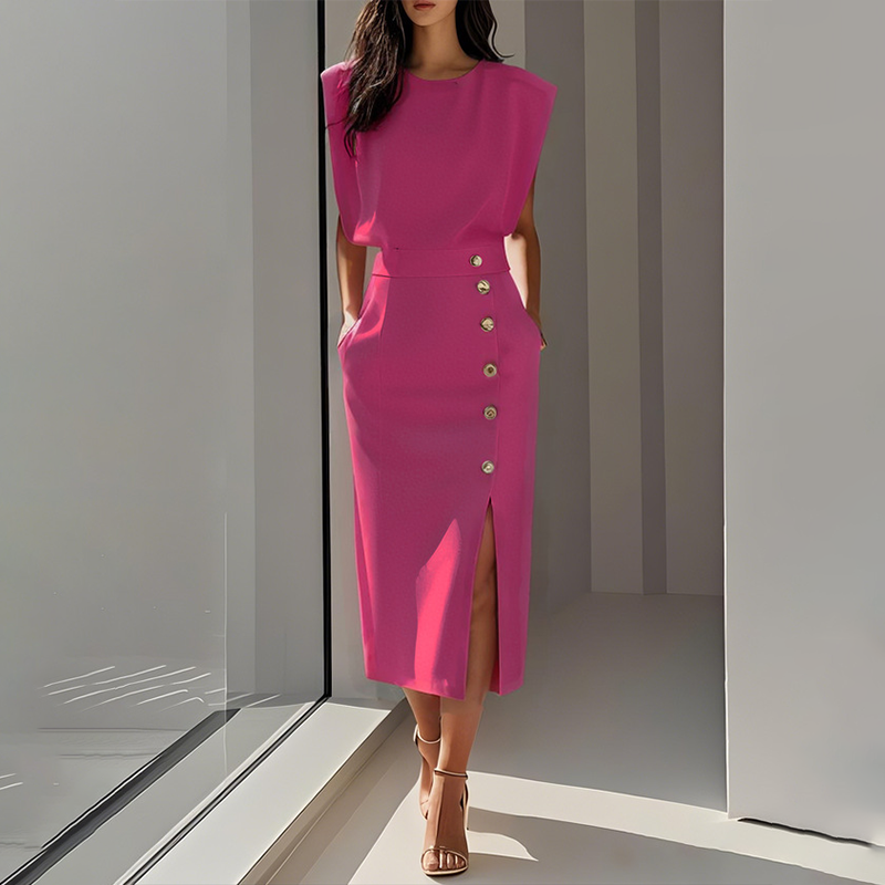 👑Elegantes Midikleid mit Schlitz für Damen
