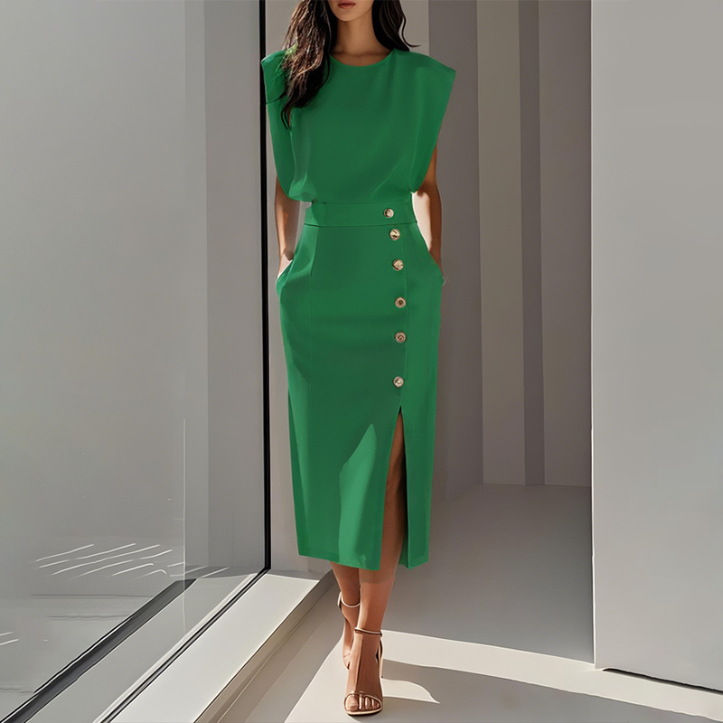 👑Elegantes Midikleid mit Schlitz für Damen