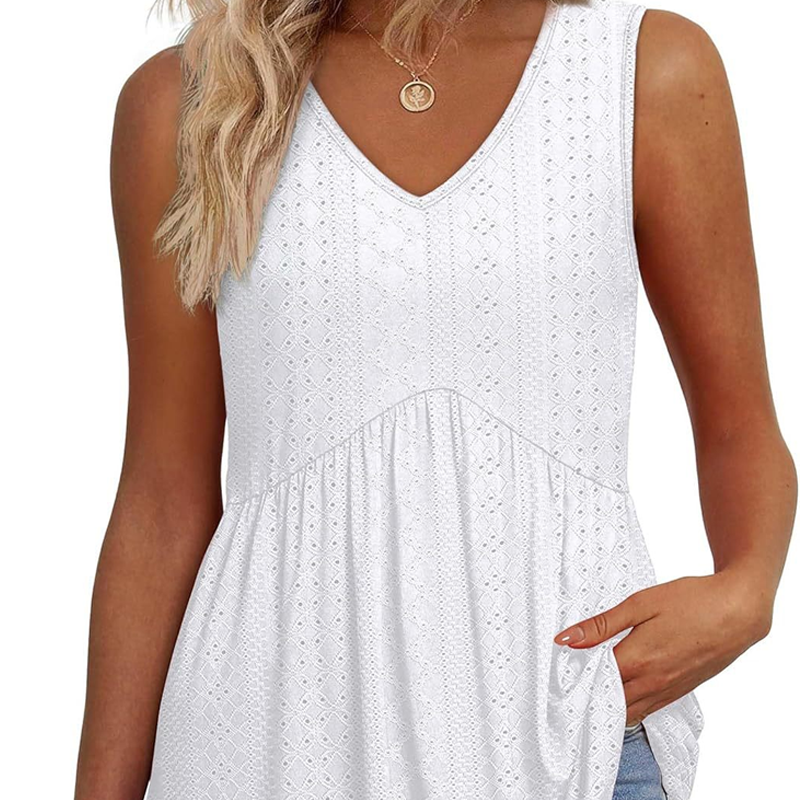 ⏳Begrenzte Zeit 50% Rabatt💥Lässiges ärmelloses Damen-Top mit V-Ausschnitt und Blumenrüschen