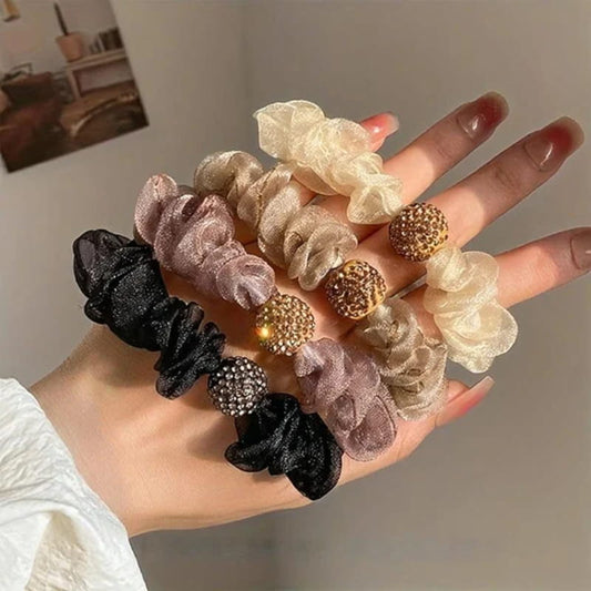 Elegante Strass-Steinchen Mesh Haargummis
