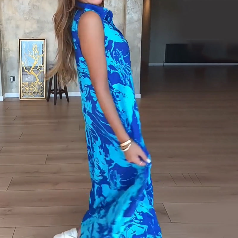 🌸Ärmelloses modisches Maxikleid mit Print für Damen
