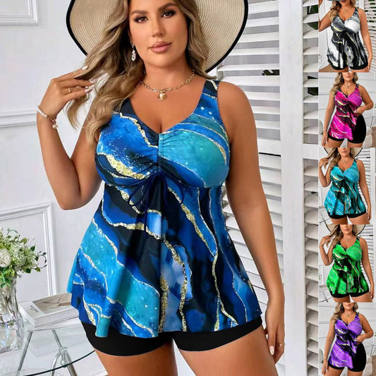 🏖️ Damen-Badeanzug zweiteilig mit Druck (Top + Shorts)
