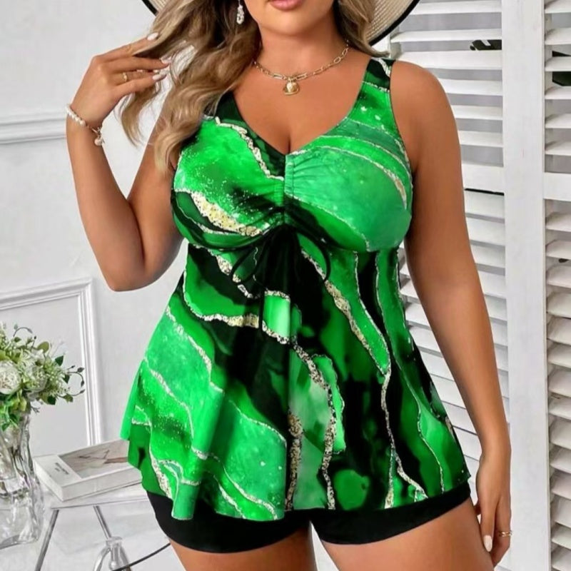🏖️ Damen-Badeanzug zweiteilig mit Druck (Top + Shorts)