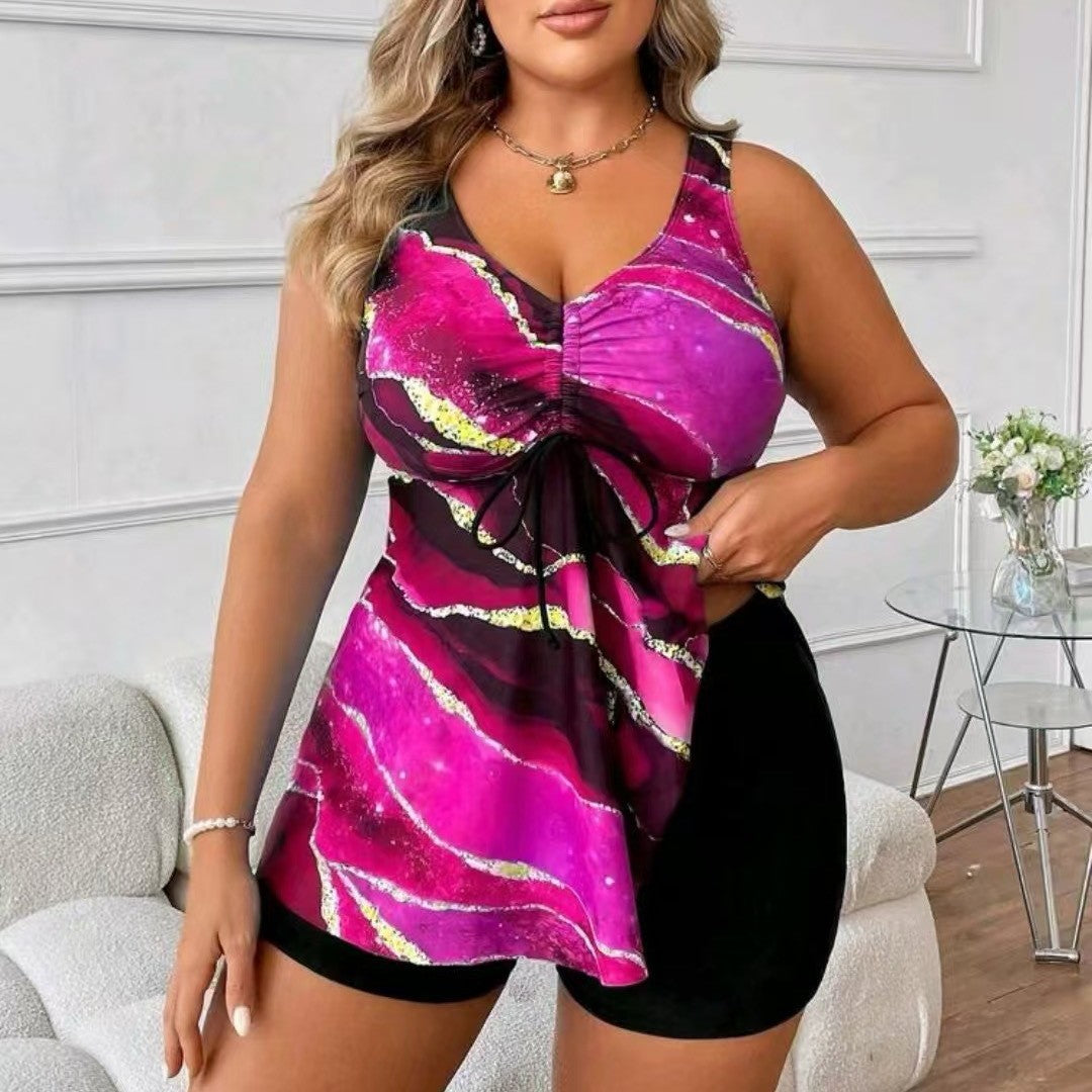 🏖️ Damen-Badeanzug zweiteilig mit Druck (Top + Shorts)