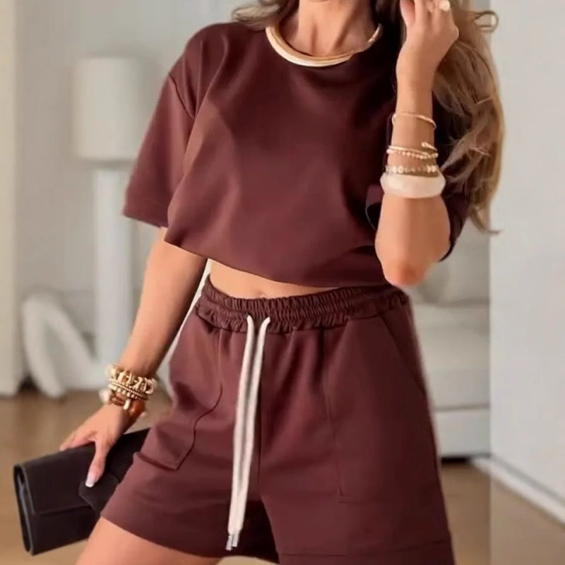 🌟Damen-Zweiteiler mit stylischem Top und Shorts