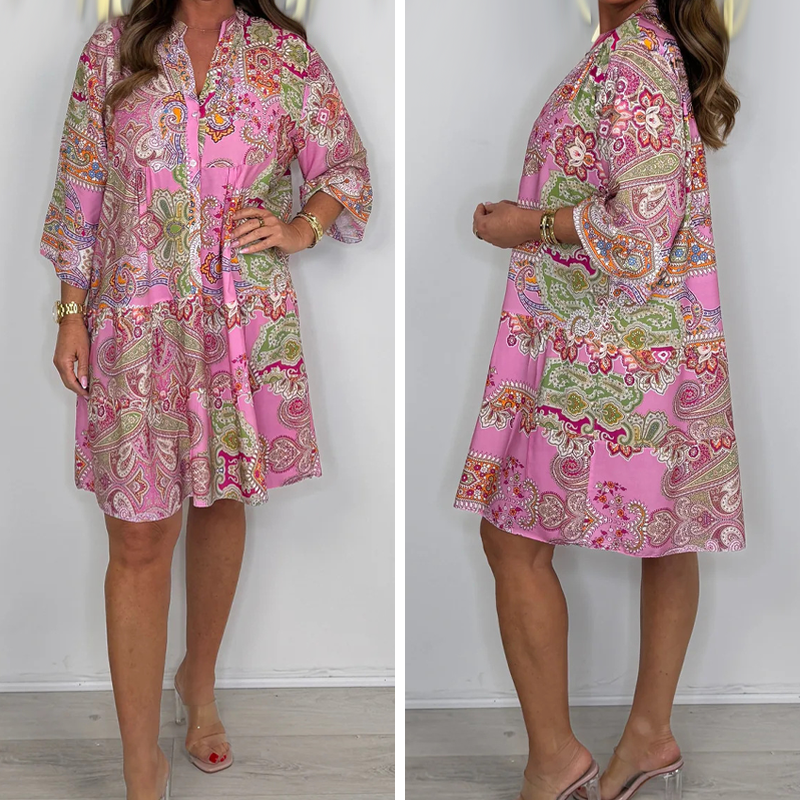 Rosa Minikleid mit Paisleymuster für Damen