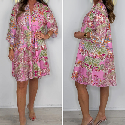 Rosa Minikleid mit Paisleymuster für Damen