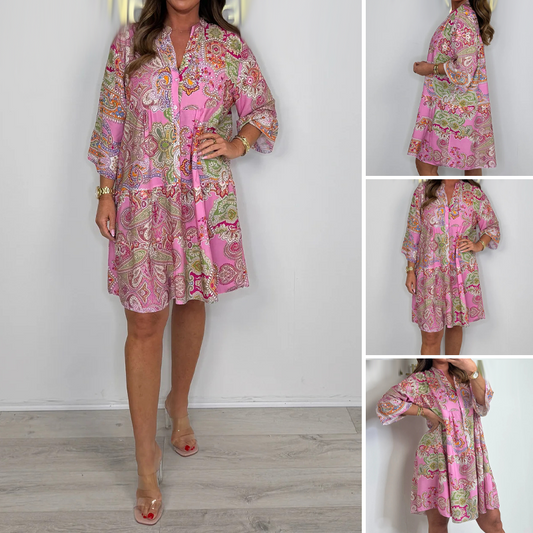 Rosa Minikleid mit Paisleymuster für Damen