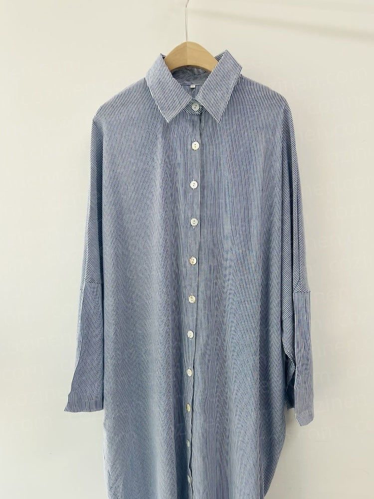 🌸Was soll ich morgen anziehen?💐Gestreifte Strickjacke Loose Large Size Unregelmäßiges Kleid