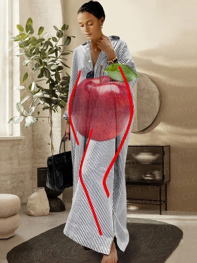 🌸Was soll ich morgen anziehen?💐Gestreifte Strickjacke Loose Large Size Unregelmäßiges Kleid