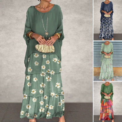 Elegantes Lagenkleid aus Netzstoff mit Rundhalsausschnitt und Blumenmuster