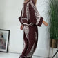 Zweiteiler mit Ethno-Print für Damen: Weit geschnittene Bluse & Hose mit weitem Bein
