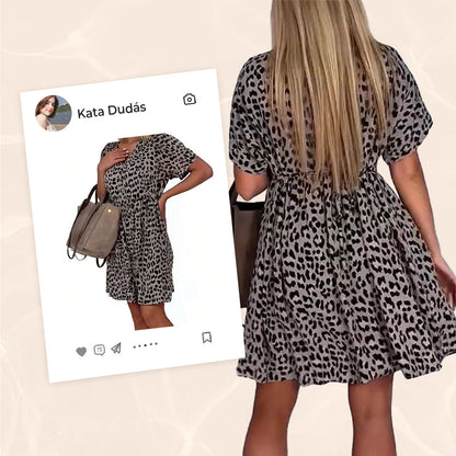 🔥Lässiges Damenkleid mit V-Ausschnitt und kurzen Ärmeln🔥
