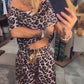 Set mit Leopardenmuster aus Off-Shoulder-Top und Shorts