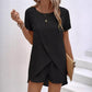 Damen Zweiteiler – asymmetrisches Oberteil & Shorts – einfarbig, luftig & vielseitig – ideal für Sommer, Strand & Alltag