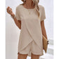 Damen Zweiteiler – asymmetrisches Oberteil & Shorts – einfarbig, luftig & vielseitig – ideal für Sommer, Strand & Alltag
