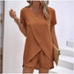 Damen Zweiteiler – asymmetrisches Oberteil & Shorts – einfarbig, luftig & vielseitig – ideal für Sommer, Strand & Alltag