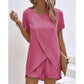 Damen Zweiteiler – asymmetrisches Oberteil & Shorts – einfarbig, luftig & vielseitig – ideal für Sommer, Strand & Alltag