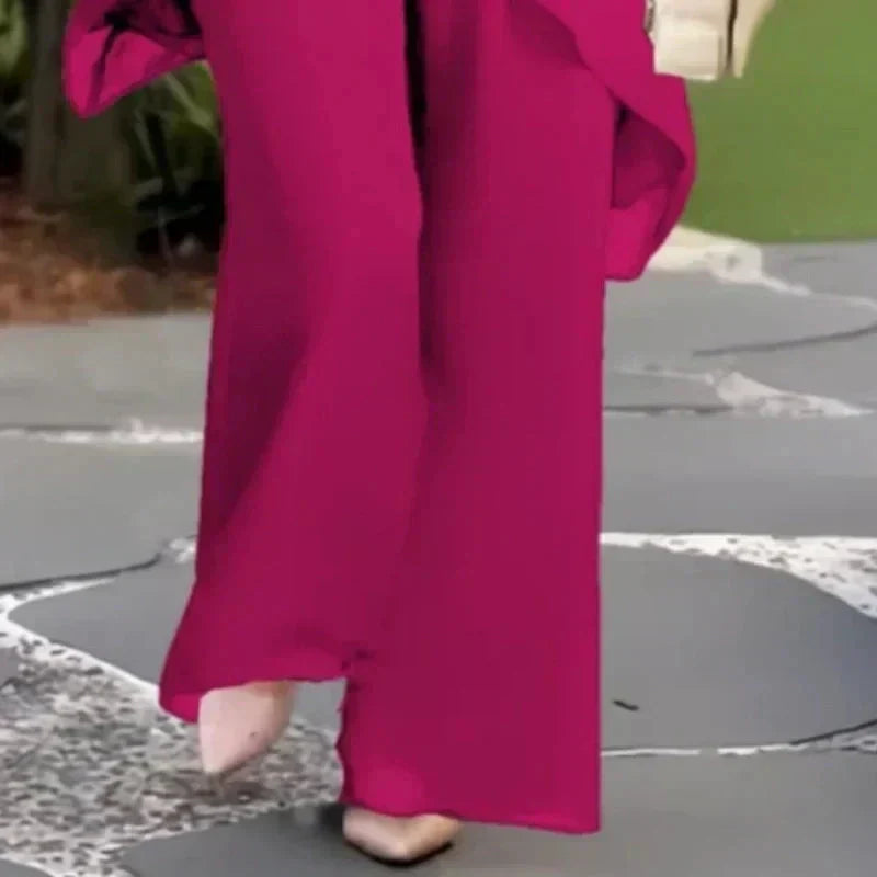 💎 50% RABATT! 💎 Damen-Chiffon-Zweiteiler – Asymmetrisches Doppellagiges Top & Weite Hose, Atmungsaktiv & Elegant für Frühling & Urlaub 🌸👗