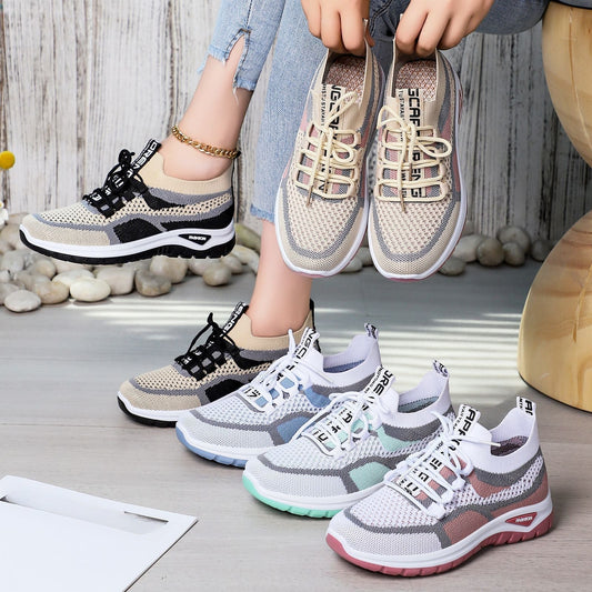 👟 Damen Laufschuhe mit Schnürung – Atmungsaktives Mesh – Gepolsterte Sohle – Rutschfest & Leicht – Für Sport & Freizeit