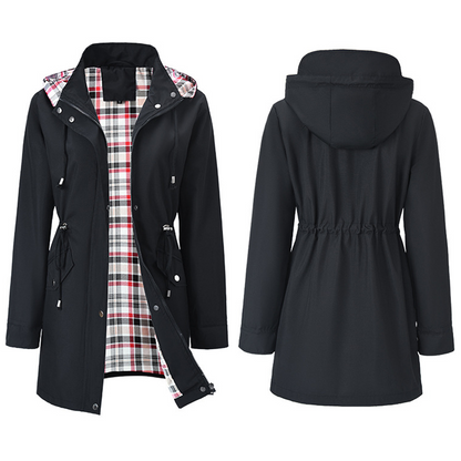 Damen Trenchcoat Neu – Wasserabweisende Übergangsjacke mit Kariertem Innenfutter, Elegante Herbstjacke