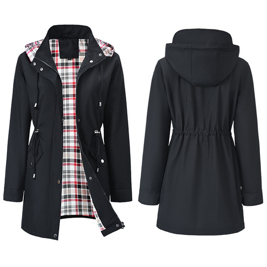 Damen Trenchcoat Neu – Wasserabweisende Übergangsjacke mit Kariertem Innenfutter, Elegante Herbstjacke