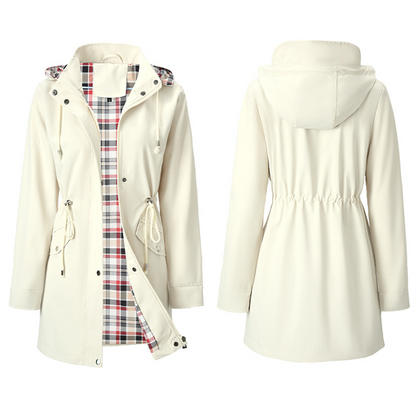 Damen Trenchcoat Neu – Wasserabweisende Übergangsjacke mit Kariertem Innenfutter, Elegante Herbstjacke