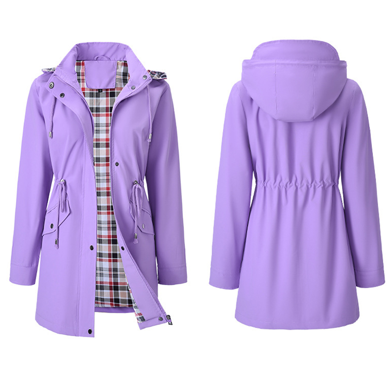 Damen Trenchcoat Neu – Wasserabweisende Übergangsjacke mit Kariertem Innenfutter, Elegante Herbstjacke