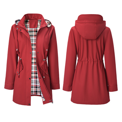 Damen Trenchcoat Neu – Wasserabweisende Übergangsjacke mit Kariertem Innenfutter, Elegante Herbstjacke