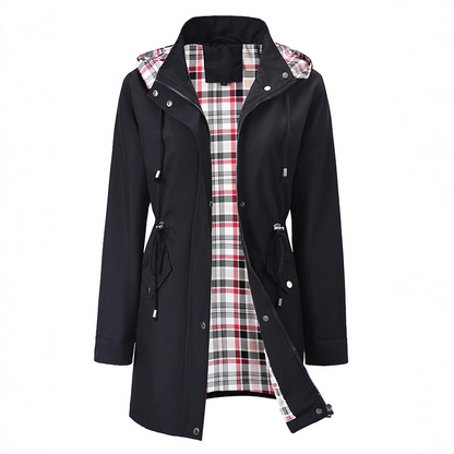 Damen Trenchcoat Neu – Wasserabweisende Übergangsjacke mit Kariertem Innenfutter, Elegante Herbstjacke