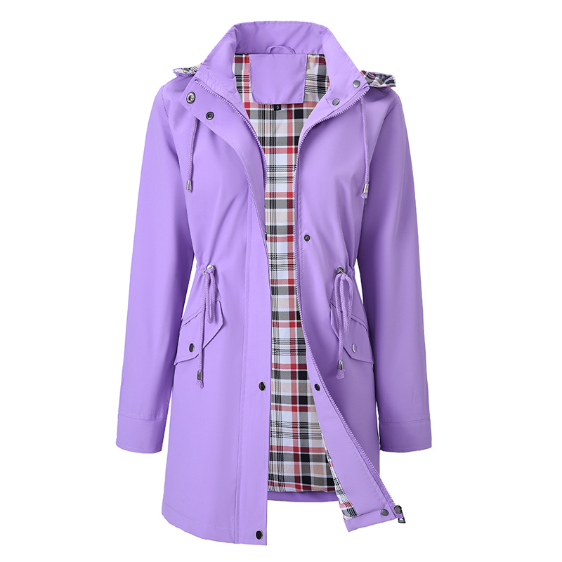 Damen Trenchcoat Neu – Wasserabweisende Übergangsjacke mit Kariertem Innenfutter, Elegante Herbstjacke