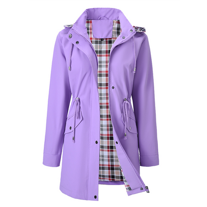 Damen Trenchcoat Neu – Wasserabweisende Übergangsjacke mit Kariertem Innenfutter, Elegante Herbstjacke